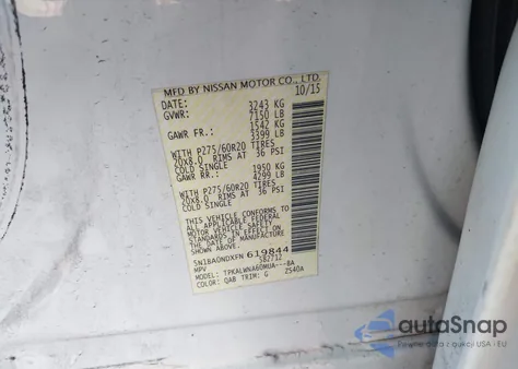 2015 Nissan Armada Platinum из США, поврежденный, VIN 5N1BA0NDXFN619844